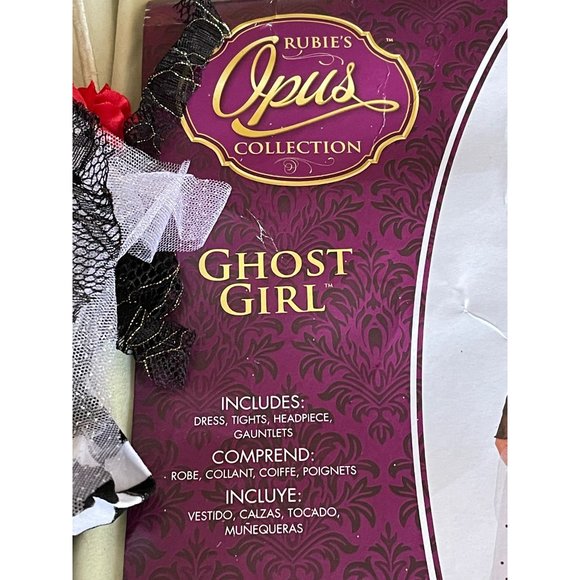 Rubies Opus Collection White/Black Polka Dot Tulle Ghost Girl Halloween Costume - Picture 9 of 10
